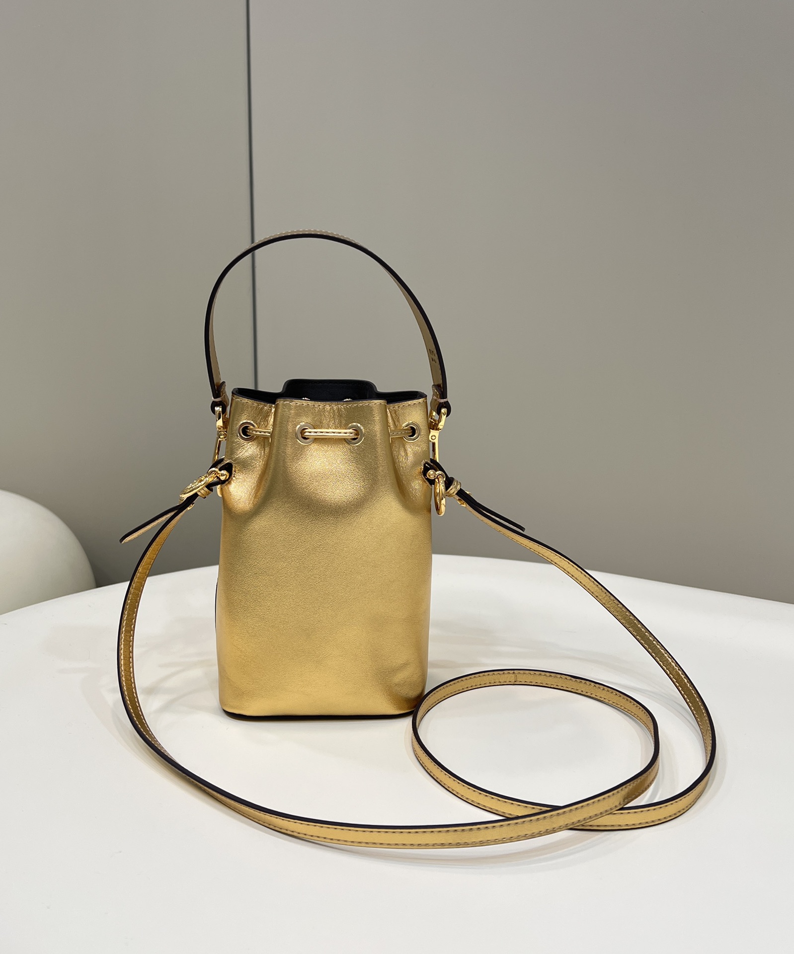 Fendi Mini Mon Tresor Leather Shoulder Bag Gold